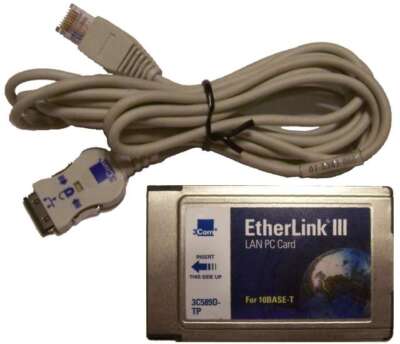 3com 3C589d-TP w/cable 10bt PCMCIA w/Dongle RJ45 (25 Available ...