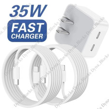 PD 35W Dual USB C Ports Fast Charger Adapter Type C Cable For iPhone 14/13/12/11