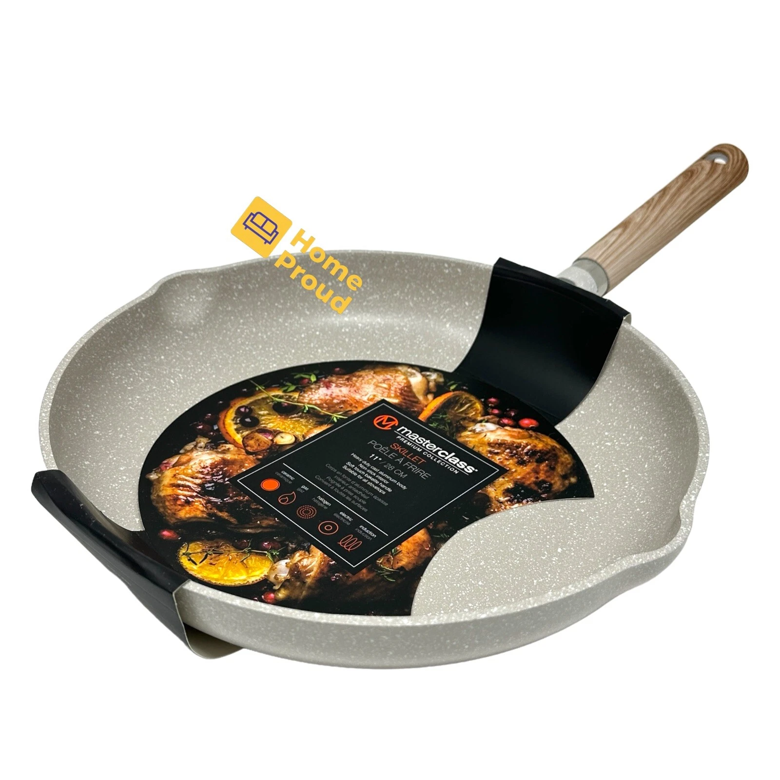 Masterclass Frying Pan Skillet Nonstick 11 Inch Premium Kitchen Cookware Beige