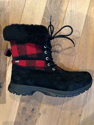 UGG Butte snow boots mens redwood Buffalo plaid size 10 
