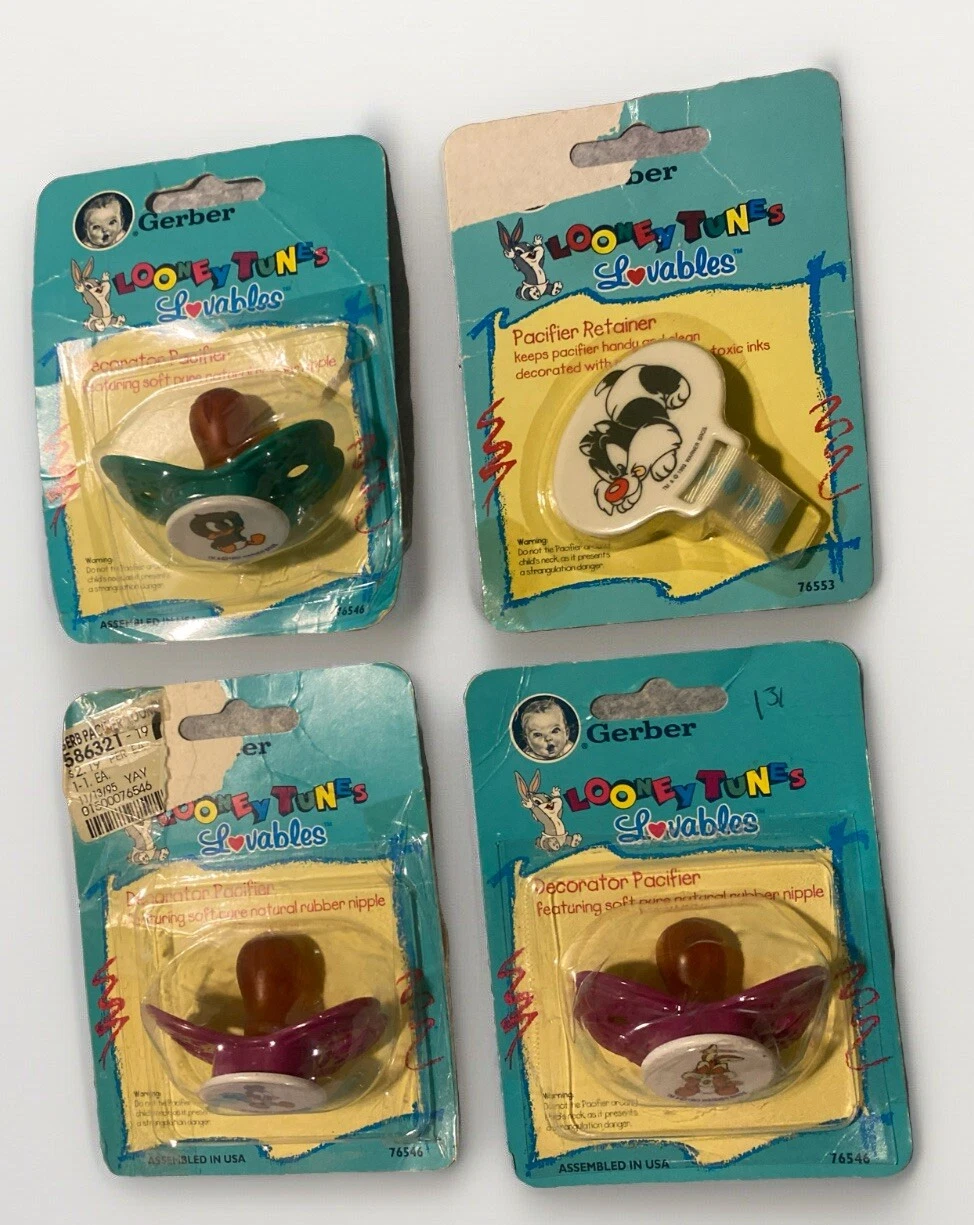 🍼Vintage Baby BugsBunny LooneyTunes Gerber Pacifiers & Retainer 1993 WarnerBros
Opens in a new wind