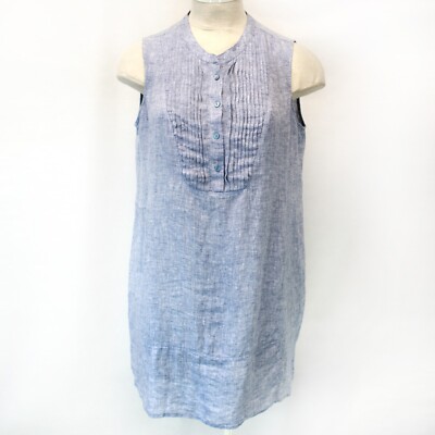 Nic+Zoe Plus Pleated Front chambray blue linen dress 1X | eBay