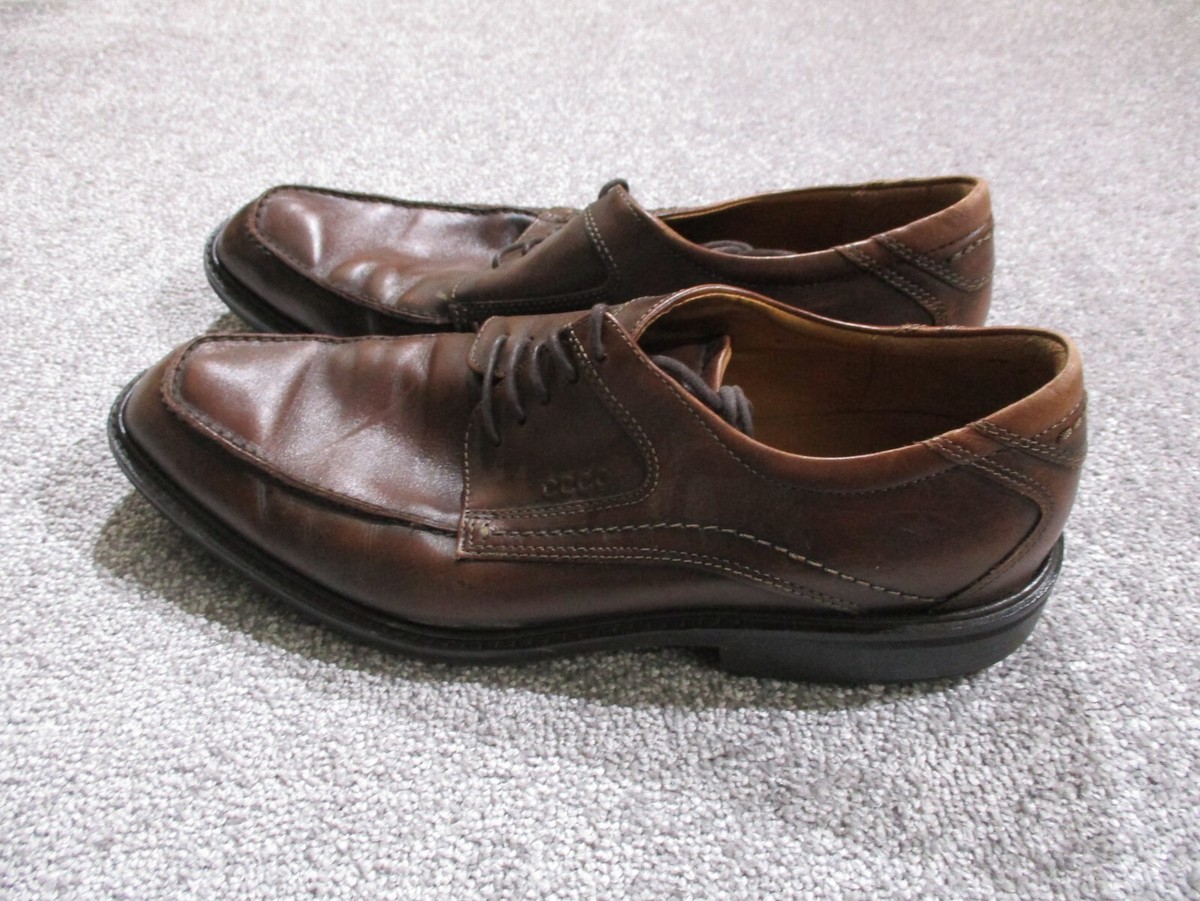 Ecco Shoes Mens Size 46 Brown Leather Lace Up Dress Shoes US