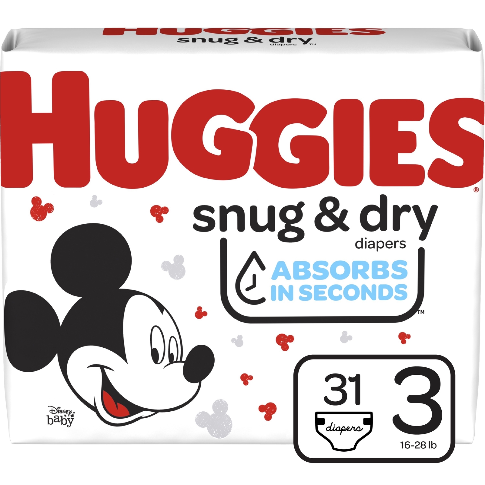 KIMBERLY CLARK 1 PK/31 EA 51471 Huggies Snug and Dry Diapers, Size 3, Jumbo 31