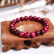 Natural Gemstone Pink Tiger's Eye 8mm Round Beads Healing Reiki Stretch Bracelet