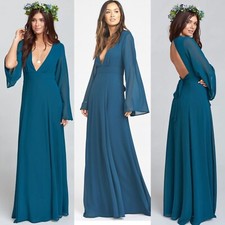 NWT SHOW ME YOUR MUMU Venus Flare Long Sleeve Maxi Bridesmaid Dress Gown Size S