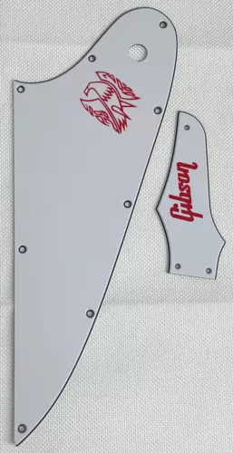 White 3-Ply For Fit Gibson Firebird & Truss Rod Cover Red Logo Guitar Pickguard