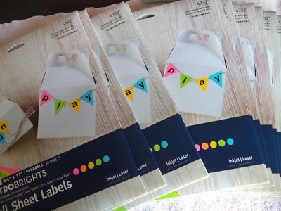 30 Avery astrobright FULL SHEET labels Avery 4332 3 packs x 10 laser inkjet NIB