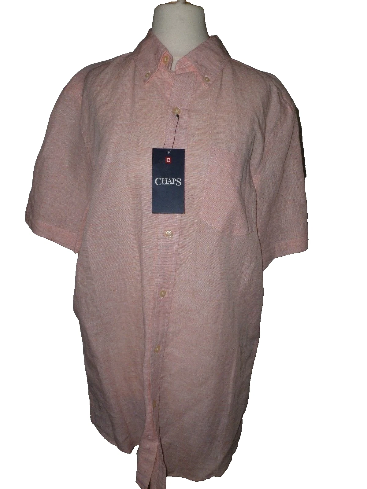 CHAPS COTTON & LINEN SHIRT SIZE SMALL , ARMPIT TO ARMPIT 22"