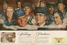 1946 PRR Pennsylvania Railroad Worker Portraits art Jerome Rozen Centerfold Ad
