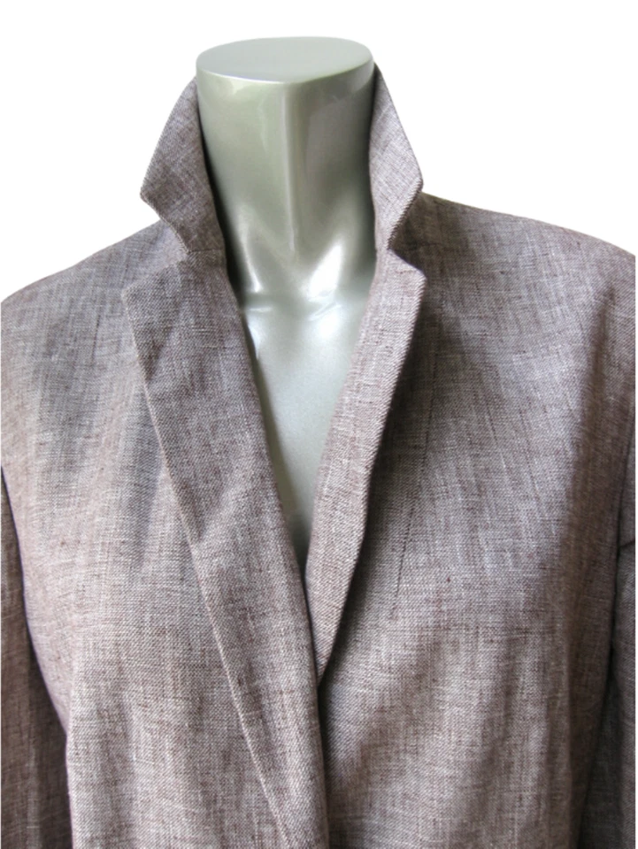 Blazer W2 Jones New York NUEVO Para Mujer Cacao 1 Botón Mangas Largas Forrado Lino 14W Foto 2 de 4