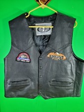 Vintage 2002 Leather Sturgis Biker Vest size 46. BOX16