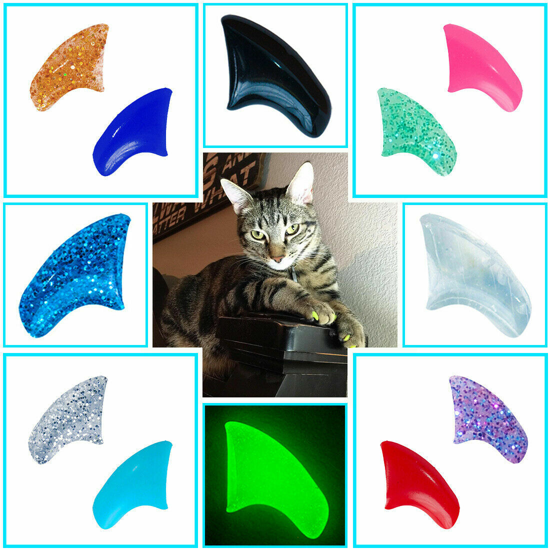 20Pcs Soft Silicone Cat Nail Caps Paw Claw Nail Protector Cover