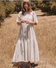 Christy Dawn Theo Tiered Maxi Dress In Flax Linen Sz XS- EUC