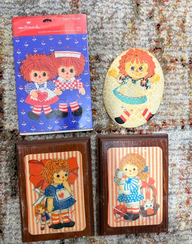 Wood Plaque Lot of 3 Raggedy Ann & Andy Wall Decor Multicolor