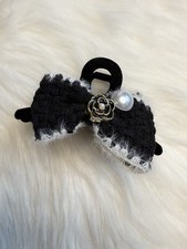Hair Claw Black Camellia Flower Bow 4" Women Hair Clip vacation Beach New