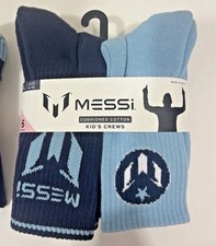 Messi Collection Kids Crews Socks Cushioned Size Large 4-10 - 12 Total Pairs