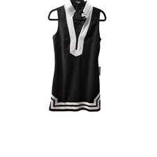 Nordstrom Eliza J. Black White Sleeveless Linen Blend Career Work Sheath Dress