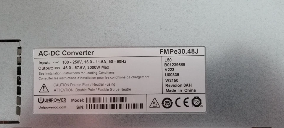 Unipower AC-DC Converter FMPe30.48J  100-250V 3000 Watt Max - Image 4 of 4
