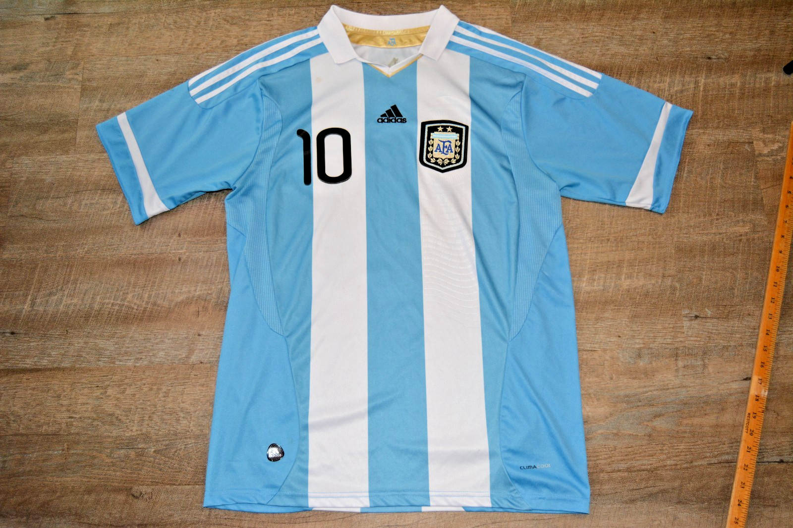 2011 World Cup Argentina Lionel Messi #10 Soccer Authentic Jersey Collar Size XL