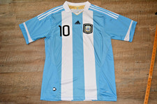 2011 World Cup Argentina Lionel Messi #10 Soccer Authentic Jersey Collar Size XL