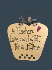 Handcrafted Wooden Apple Wall Hanging With Teachers Quote by Country Blessings