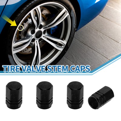 10x16MM Car Tire Valve Stem Caps Wheel Valve Cap Black for SUV Bike RV 4pcs