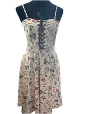 Scarlet Darkness A Line Dress Sz Med Floral Renaissance Cottage Lace Up Medieval