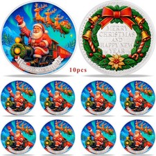 10Pcs Santa Christmas Cheer Commemorative Coin Merry Christmas And New Year Gift