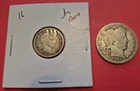 Two Vintage Barber Silver Coins 1916 Quarter and 1916 Dime