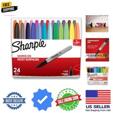 Permanent Markers, Fine Point, Assorted Colors, 24 Count