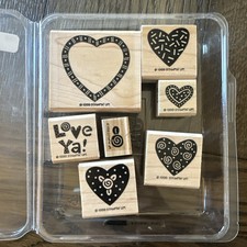 Stampin Up Love Ya Set Of 6 Hearts Mounted Stamps 1999 Retired Stamps Scrapbook
