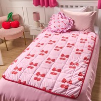 OHS Cherry Bows Weighted Blanket Kids 3kg Quilted Throw Sensory Sleep Therapy
