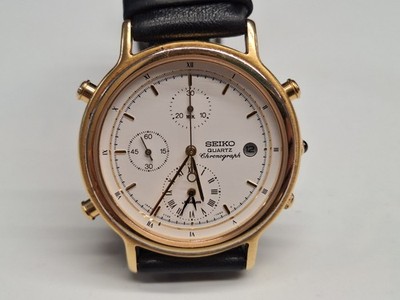Seiko Chronograph Vintage Herrenuhr Quarz 7T32 7A60 38mm