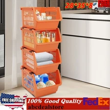 4PCS Stackable Storage Baskets Each 8.7 in H Organizer Basket Stacking Storage