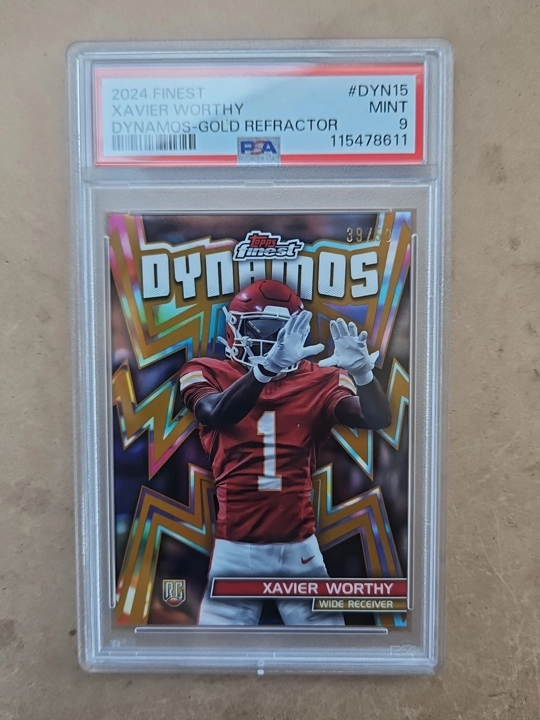Xavier Worthy Topps Finest Dynamos #DYN15 Gold Refractor