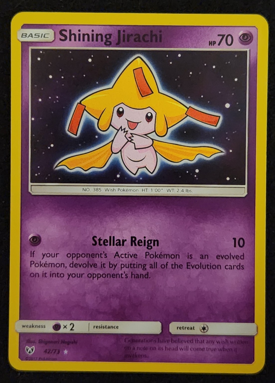 2017 Pokémon Shining Legends Shining Jirachi #42/73 Rare EX-NM