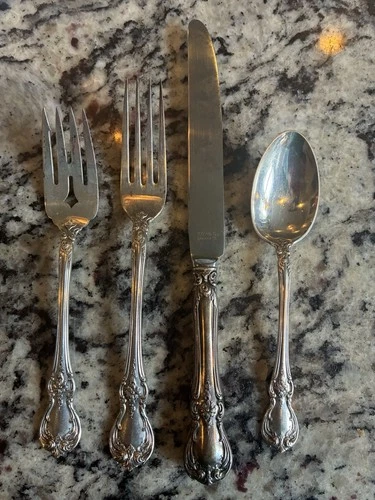 Vintage Towle Old Master Sterling Silver Place Setting (2 Forks, Spoon, Knife)