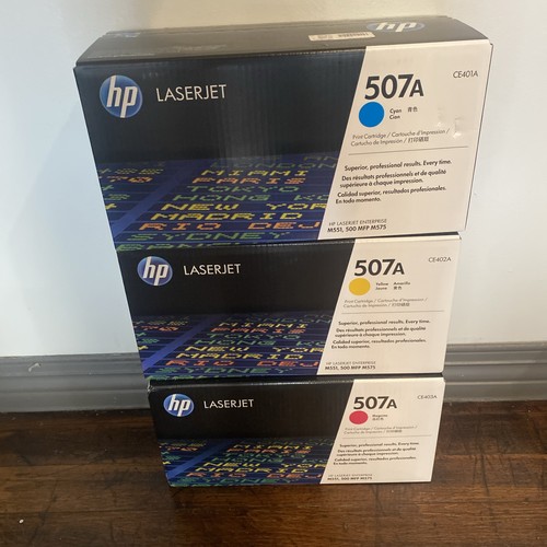 HP 507A Toner Cartridge Set Cyan Magenta Yellow OEM 3 Pack Color Sealed ...