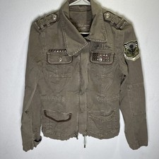 Guess Premium Vintage Military Style Jacket Women Medium Embellishment