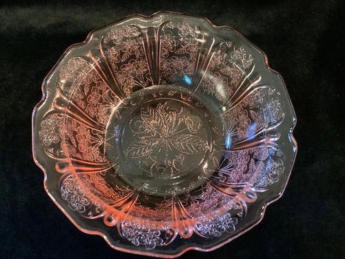 Vintage  Jeannette Glass Co. "Cherry Blossom"  Cereal Bowl -pink