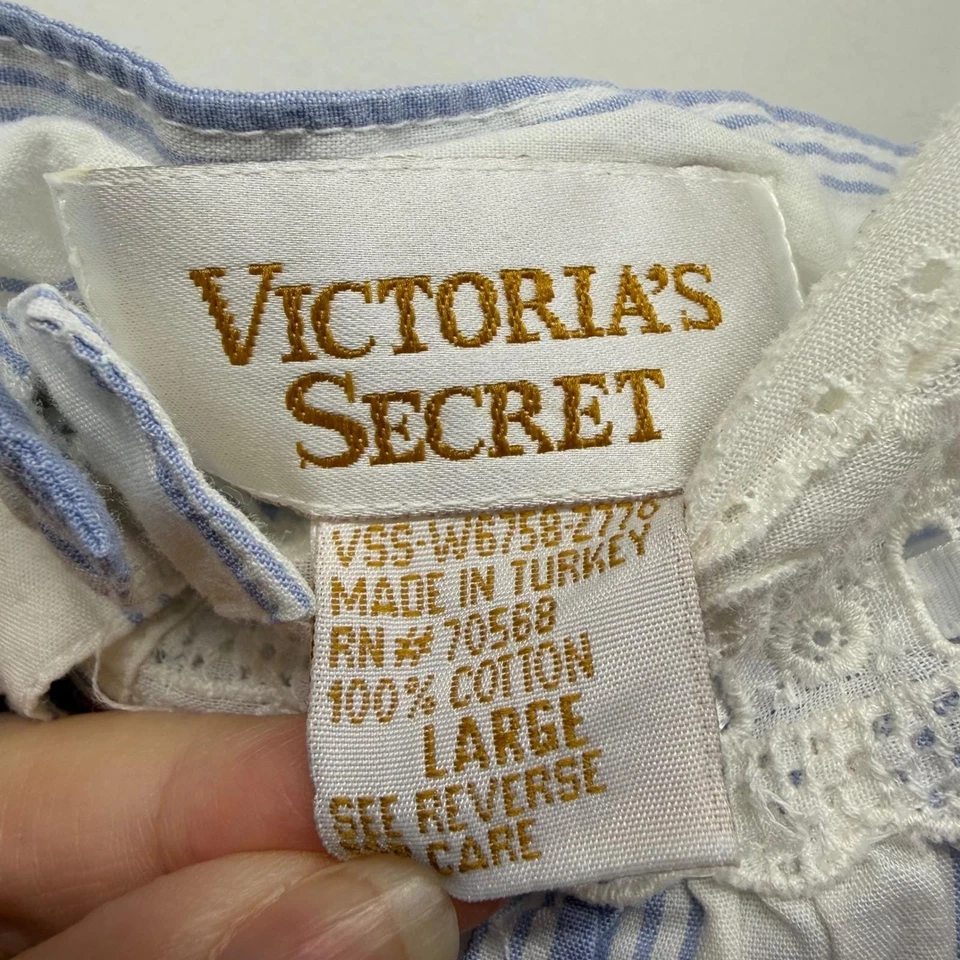 复古 VICTORIAS SECRET 金色标签睡衣棉花边草原 Cottagecore 尺寸 L — 第 3/4 张图片