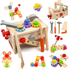 Jouet Outil Bois Enfant 2 Ans+ 29 Pièces, Boîte à Outils, Cadeau Garçon Fille