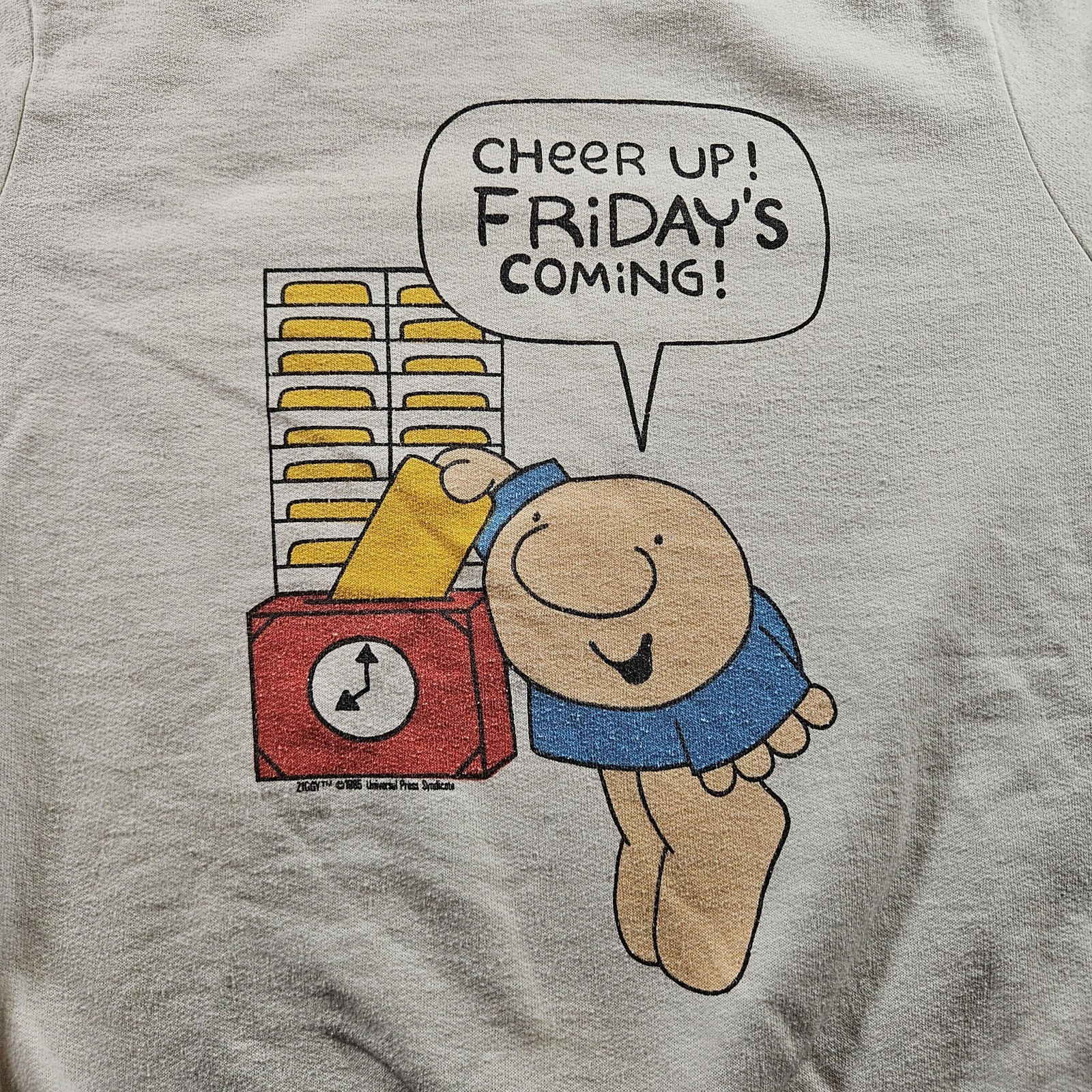 Vintage Ziggy Sweatshirt Mens Small Medium Cheer Up Friday Comic 80s Cartoon