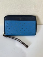 FOSSSIL Jori Blue Zip Around Wristlet Wallet