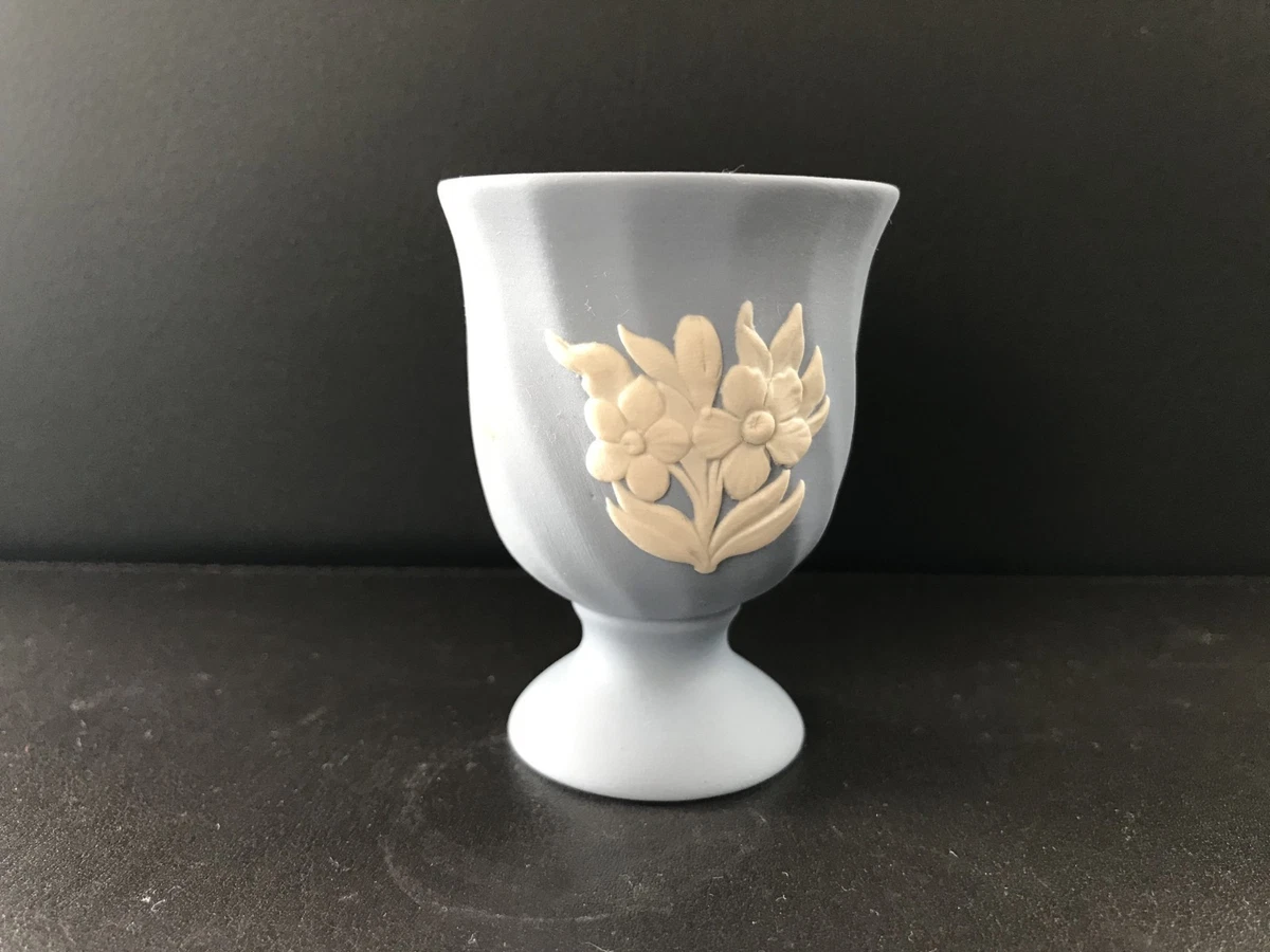 Wedgwood Blue jasperware fluted Egg cup with floral design