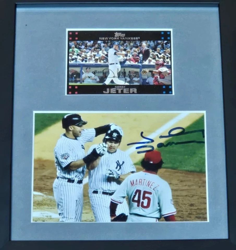 Johnny Damon JSA Certed Autographed & Framed Picture 8.5 x10 + Jeter Replica - Image 2 of 4
