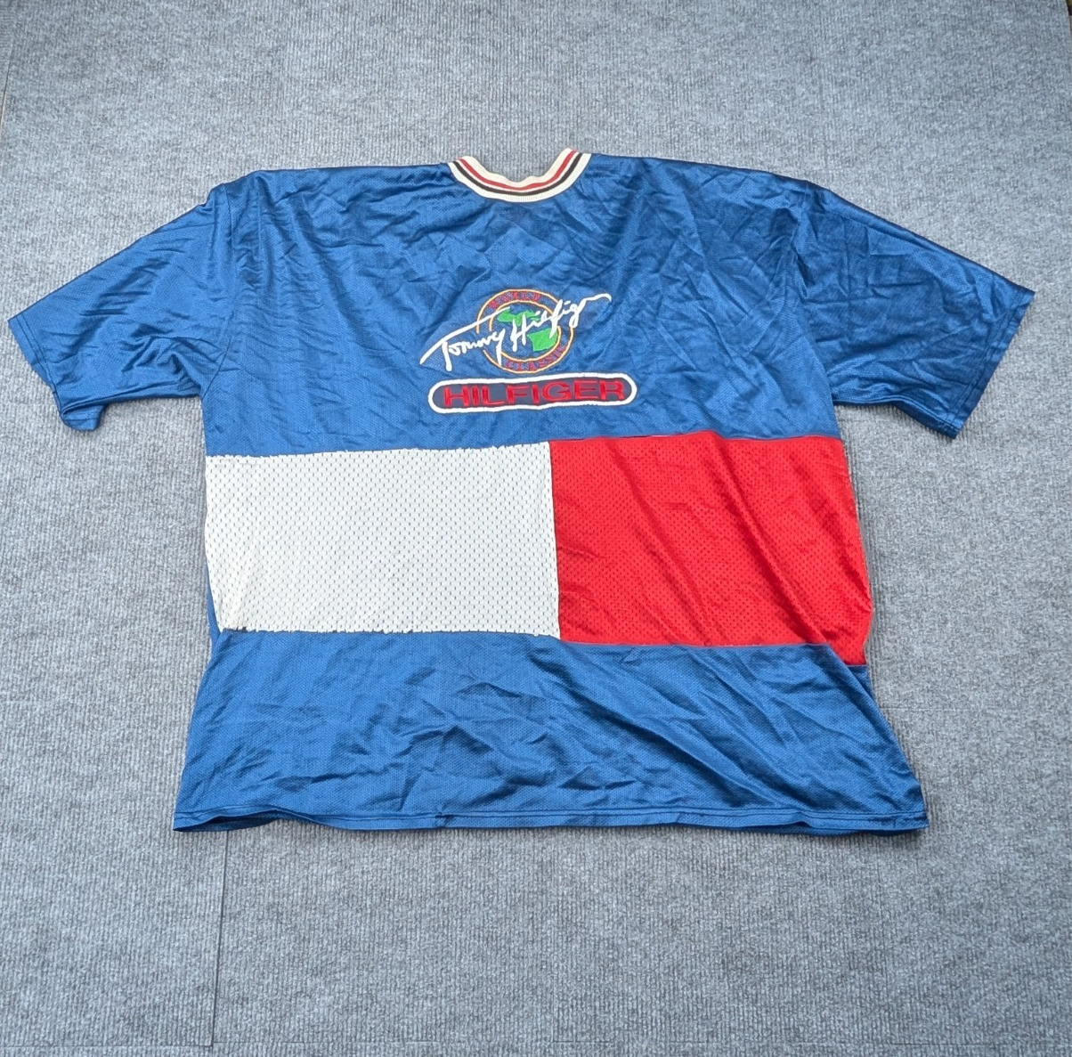 Vintage Tommy Hilfiger Mesh Shirt Mens XL World Classic 80s Streetwear Baggy Fit