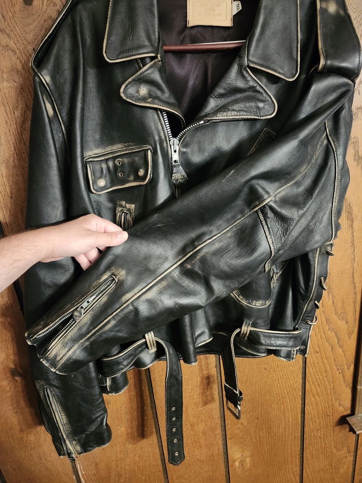 Vintage Indian Motorcycle Iron Horse Distressed Leather Jacket XXL Made In USA - product detail image 18