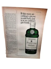 1968 Tanqueray Gin Ad Not an Ordinary Gin Bottle Vintage Liquor